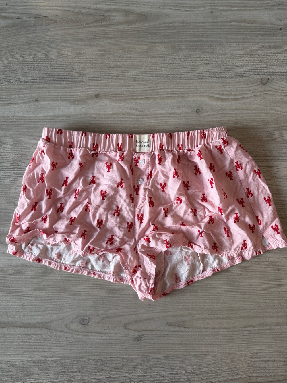 Toasted Coconut Pink Lobster Print Lounge Shorts